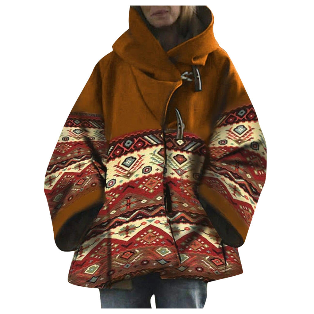 Beth Dutton Wardrobe Winter Loose Retro Printed Woolen Coat