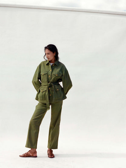 Soft Stretch Safari Jacket - Moss