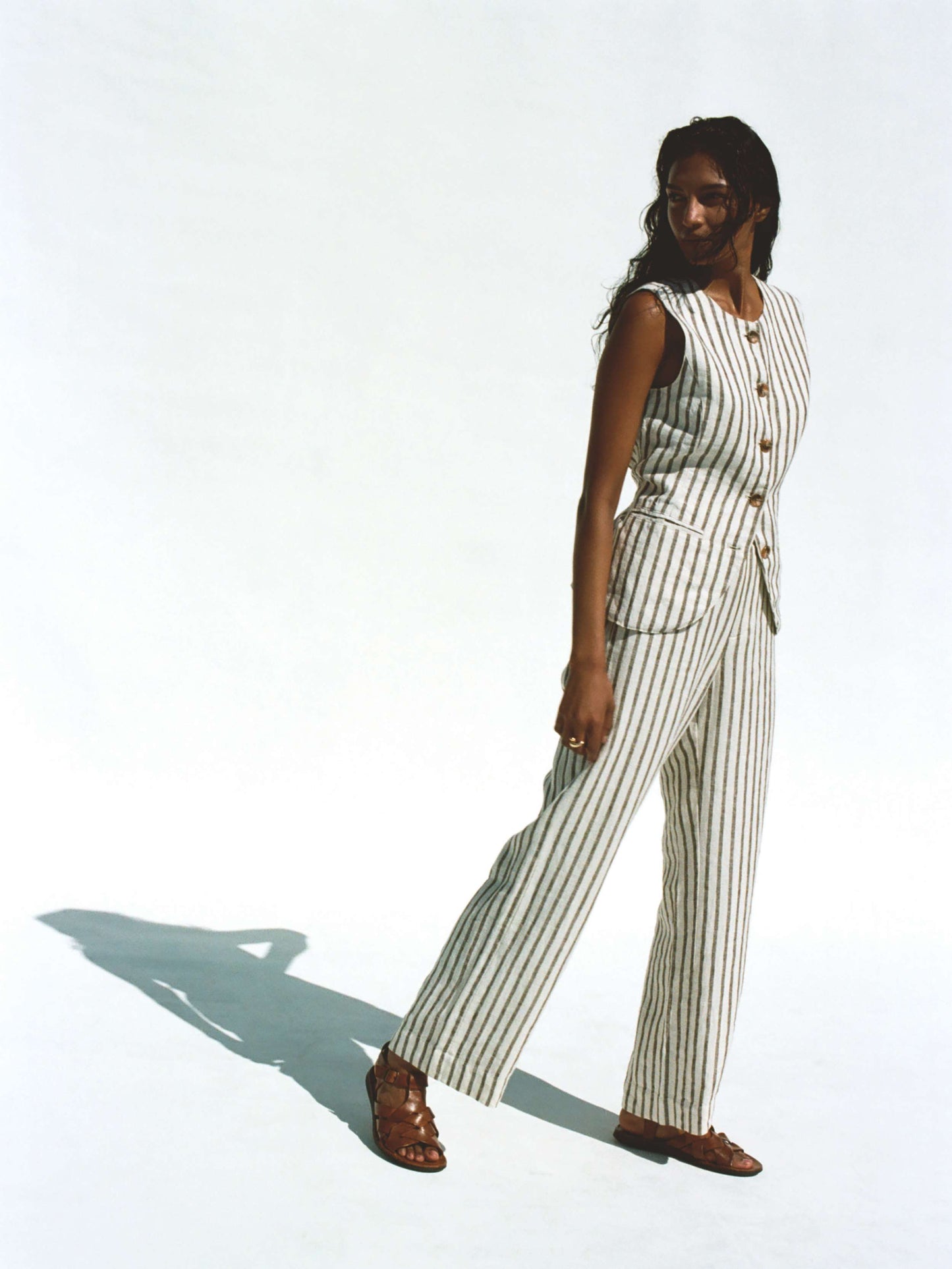 Sun Strider Linen Pant - Cocoa Grove Stripe