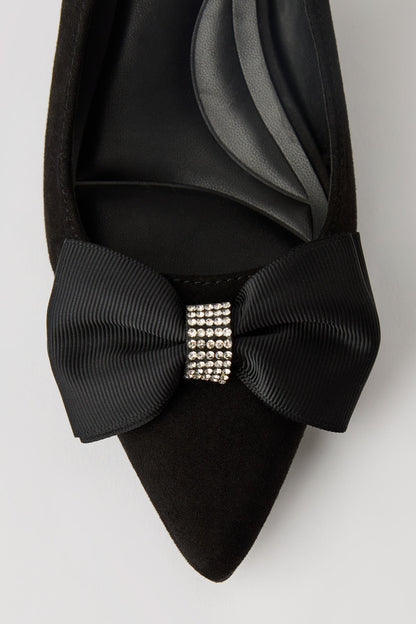 Rhinestone Bow Kitten Heeled Slingback
