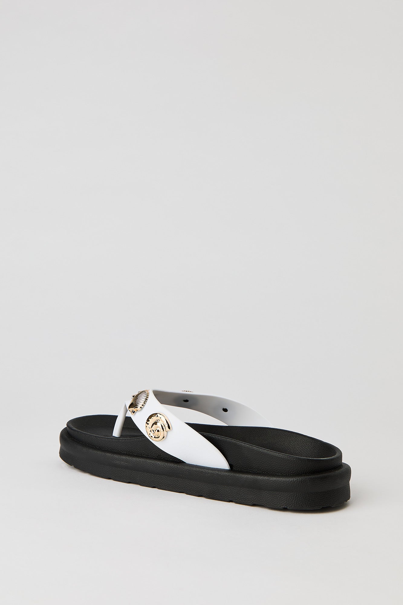 Faux Leather Shell Charm Sandal