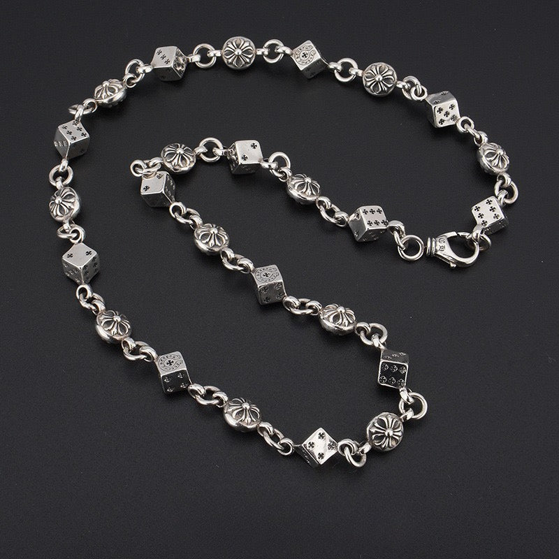 Chrome Hearts Necklace Dice Cross Vintage Cross Flower Men's and Women's Necklaces