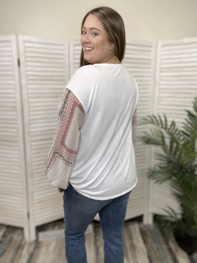 You Make Me Blush Women's Patchwork Long Sleeve Top
