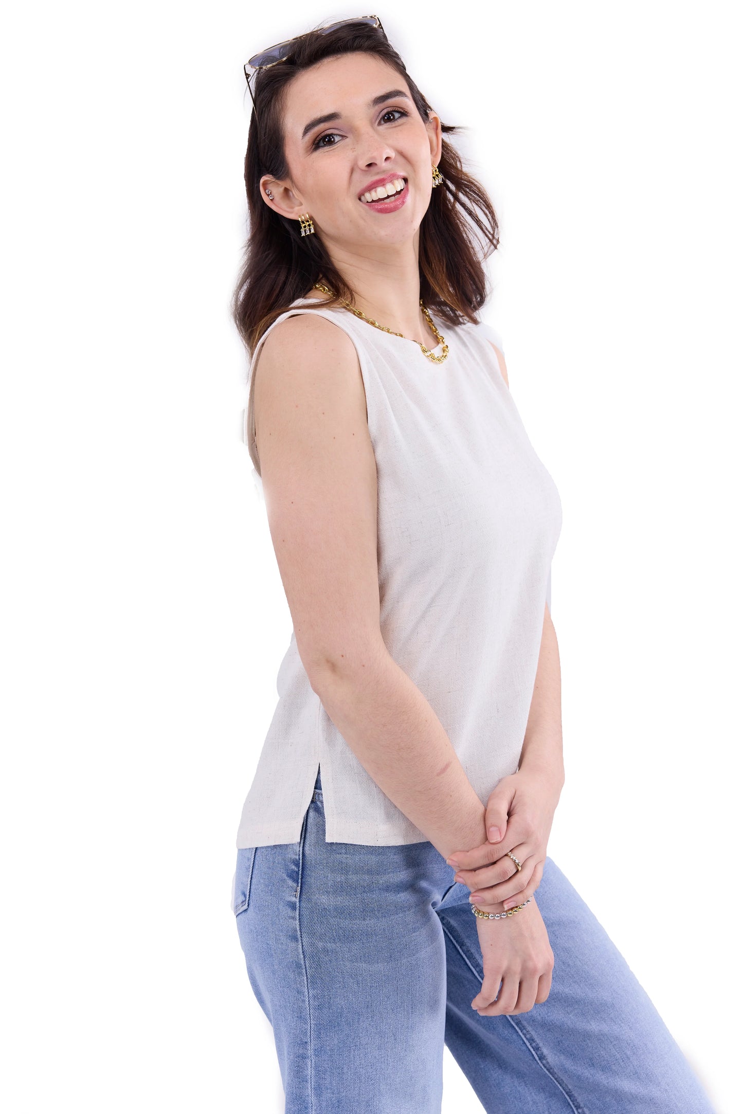 Women's Back Button Down Tank Top