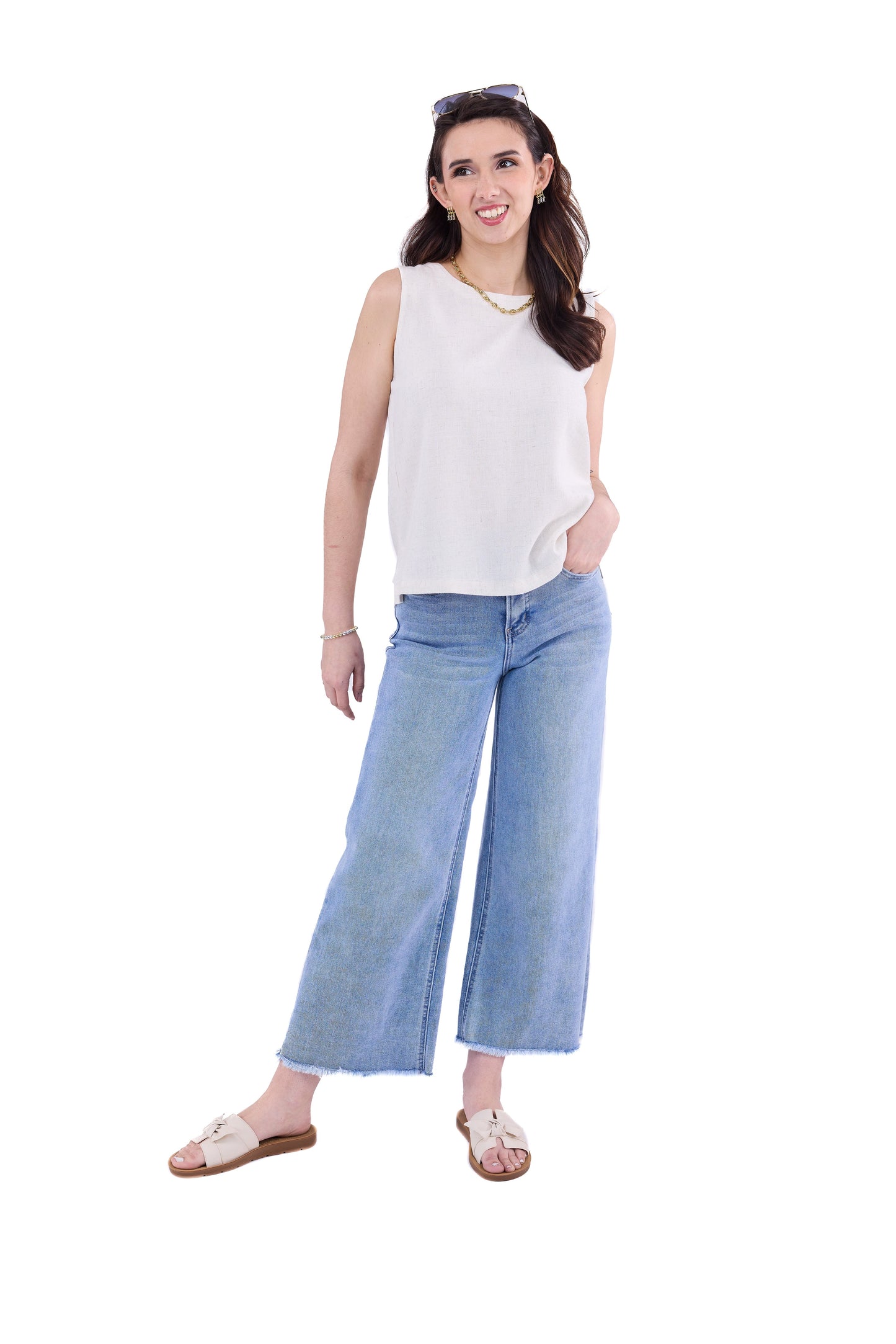 Women's Back Button Down Tank Top