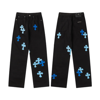 CHH Chrome Hearts Jeans Chrome Unisex Casual Loose Jeans