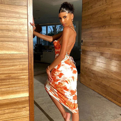 Corset Dress Summer Sexy Spaghetti-Strap Floral Print Dress Beach Dress Dress Dress