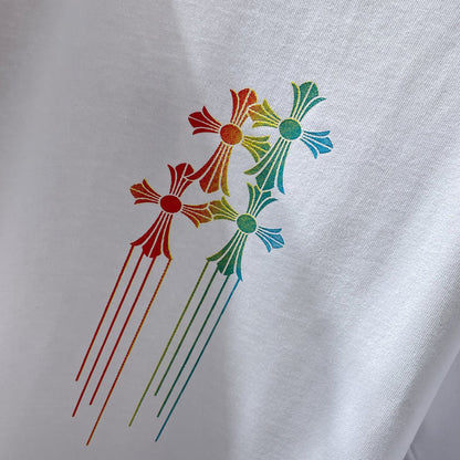 Chh Chrome Hearts T Shirts Color Ink Splashing Graffiti Sports Loose Short Sleeve T-Shirt