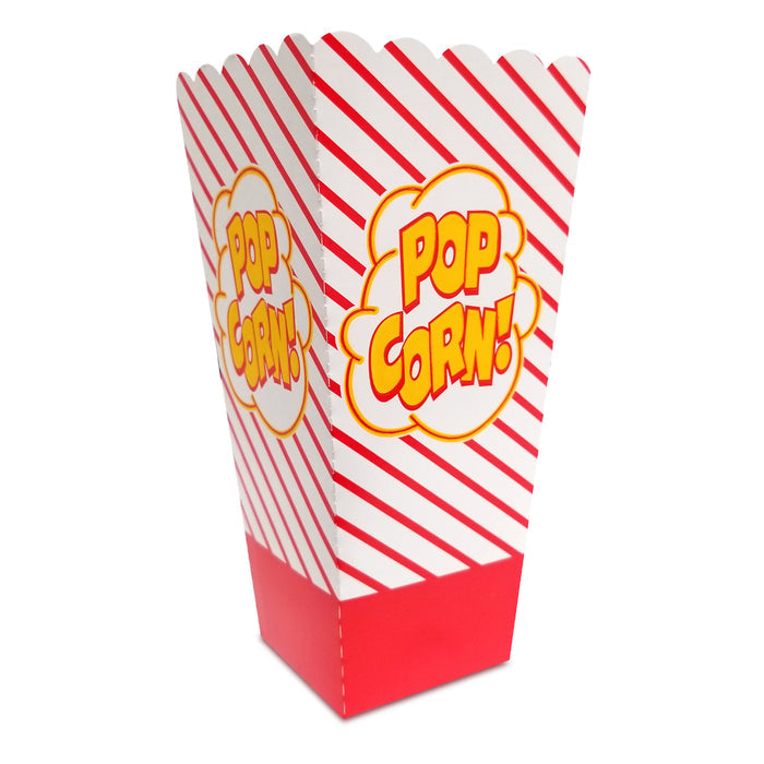 red-striped popcorn box