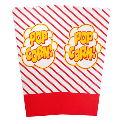 front view of red-striped popcorn boxes