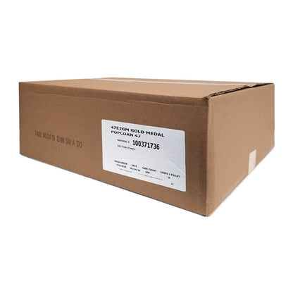 cardboard box with white label