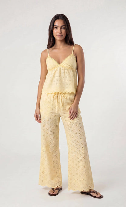 Eyelet Wide Leg Pant