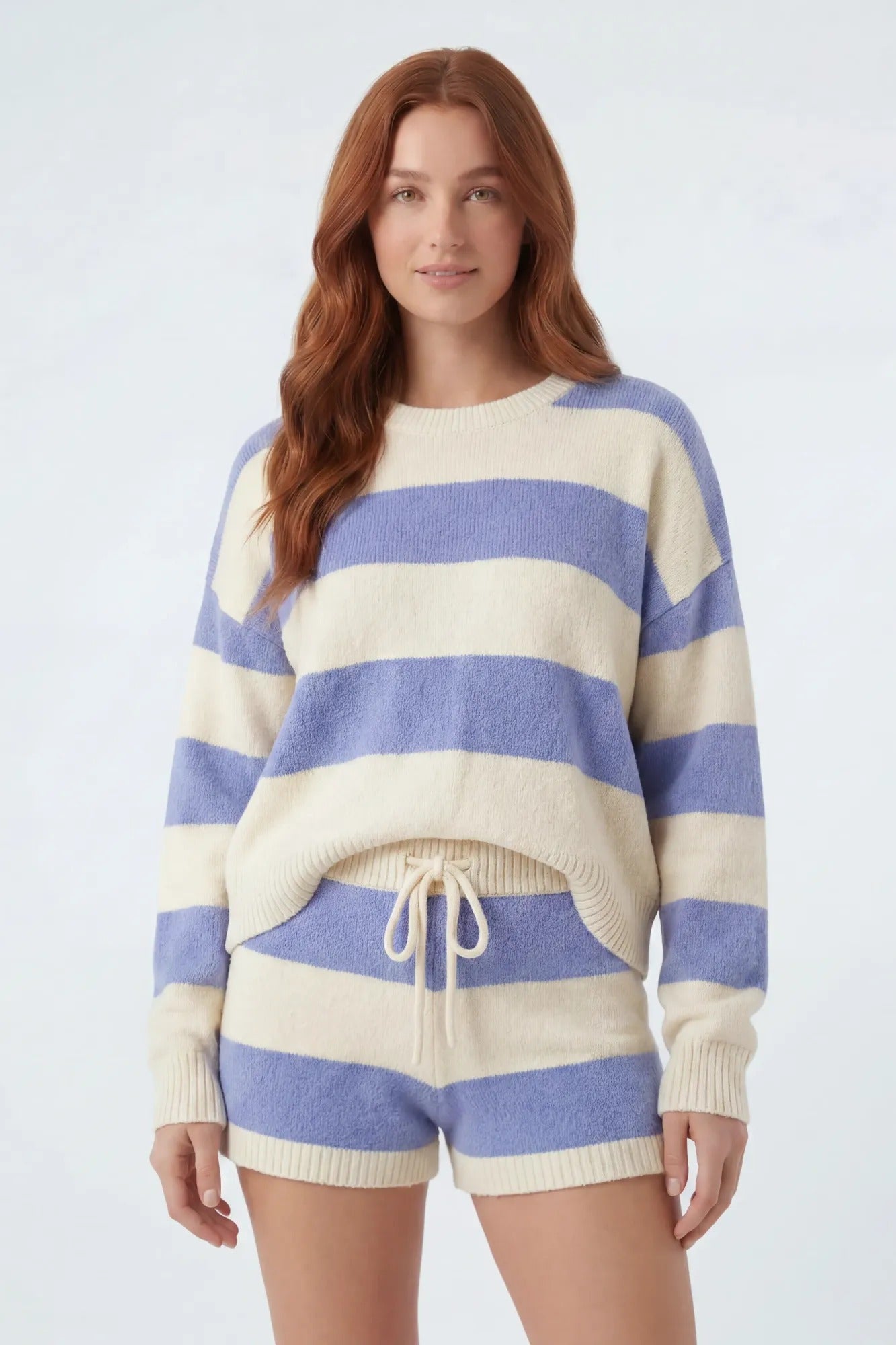 Striped Sweater & Knit Short Set