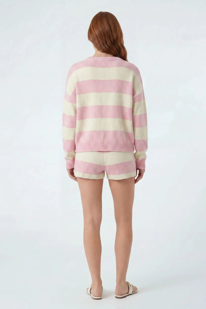 Striped Sweater & Knit Short Set