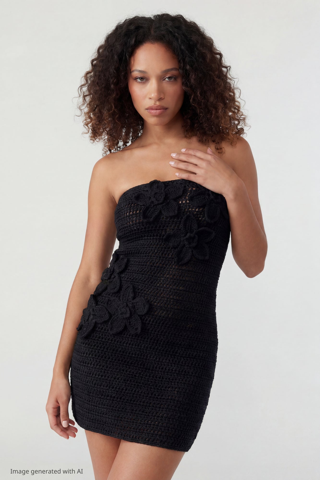 Crochet Floral Mini Tube Dress
