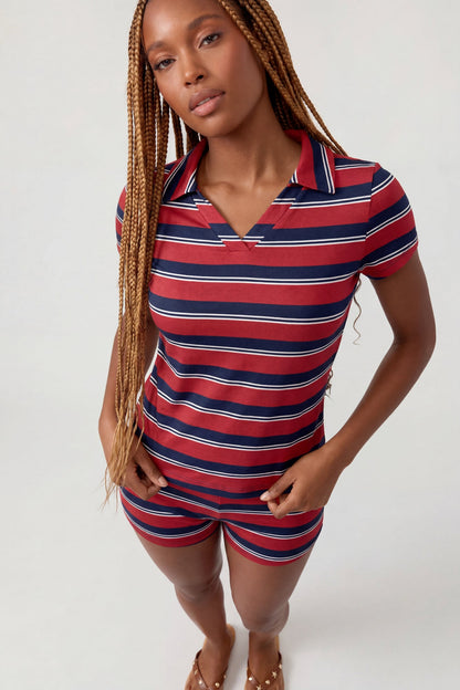 Striped Polo & Short Set