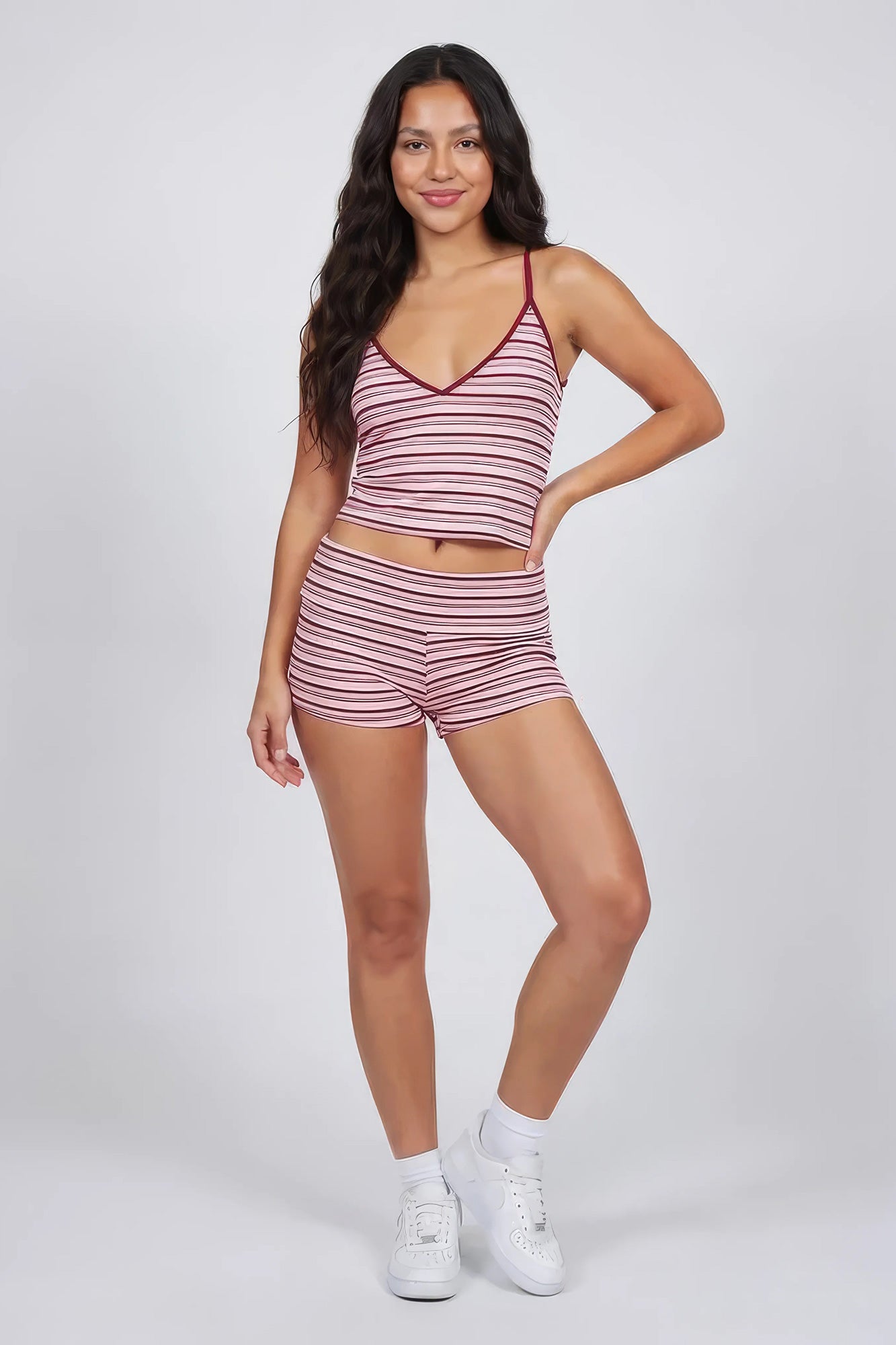 Striped Foldover Waist Shortie