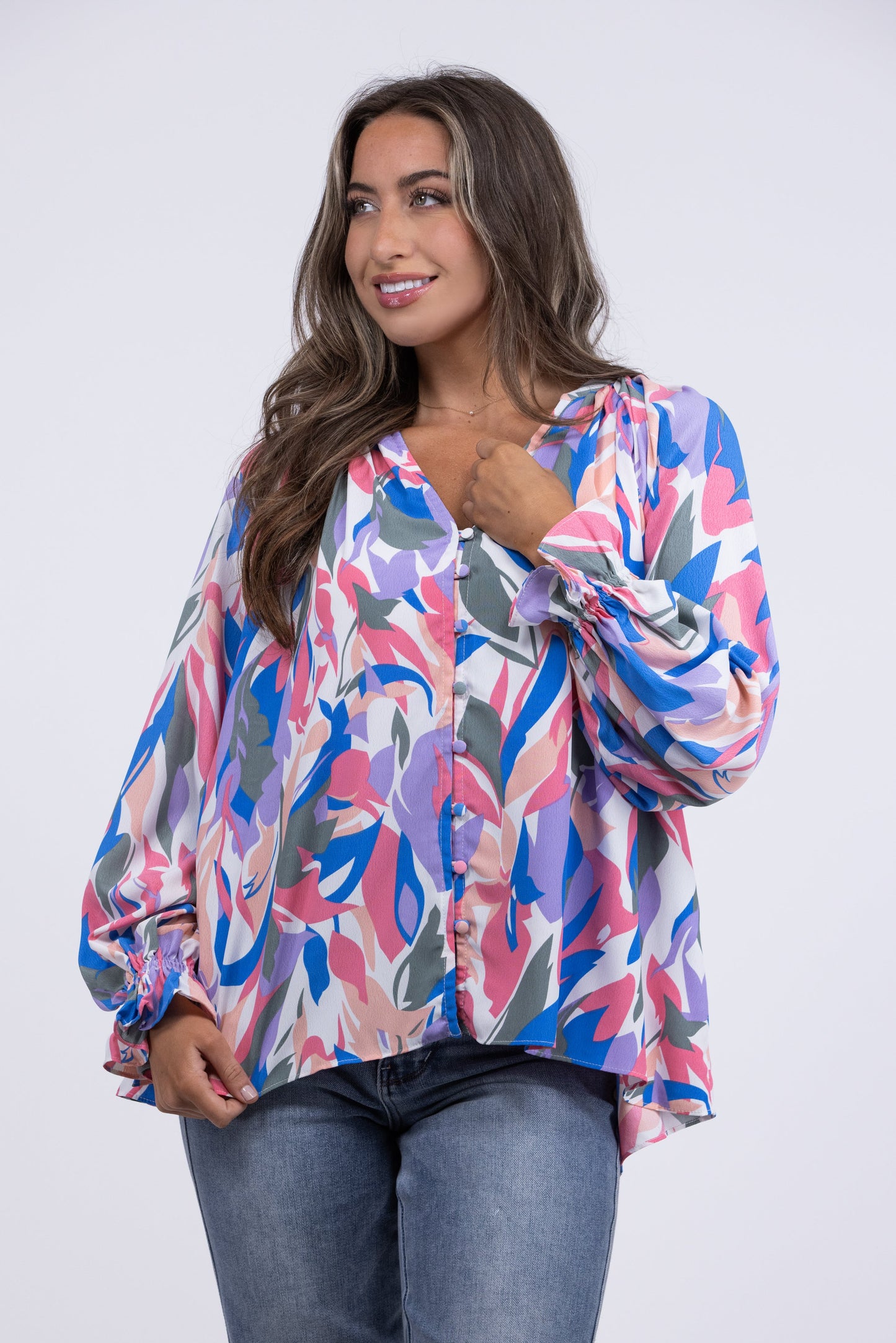 Out Of My Head Women's Flowy Abstract Long Sleeve Top
