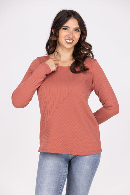 Two Of Us Women's Textured Long Sleeve Top