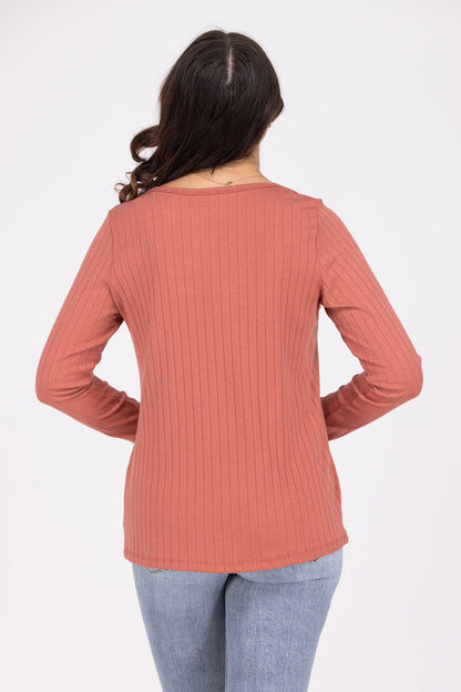 Two Of Us Women's Textured Long Sleeve Top