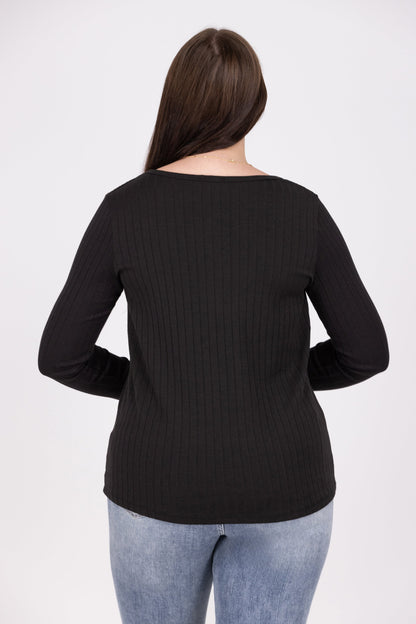 Two Of Us Women's Textured Long Sleeve Top