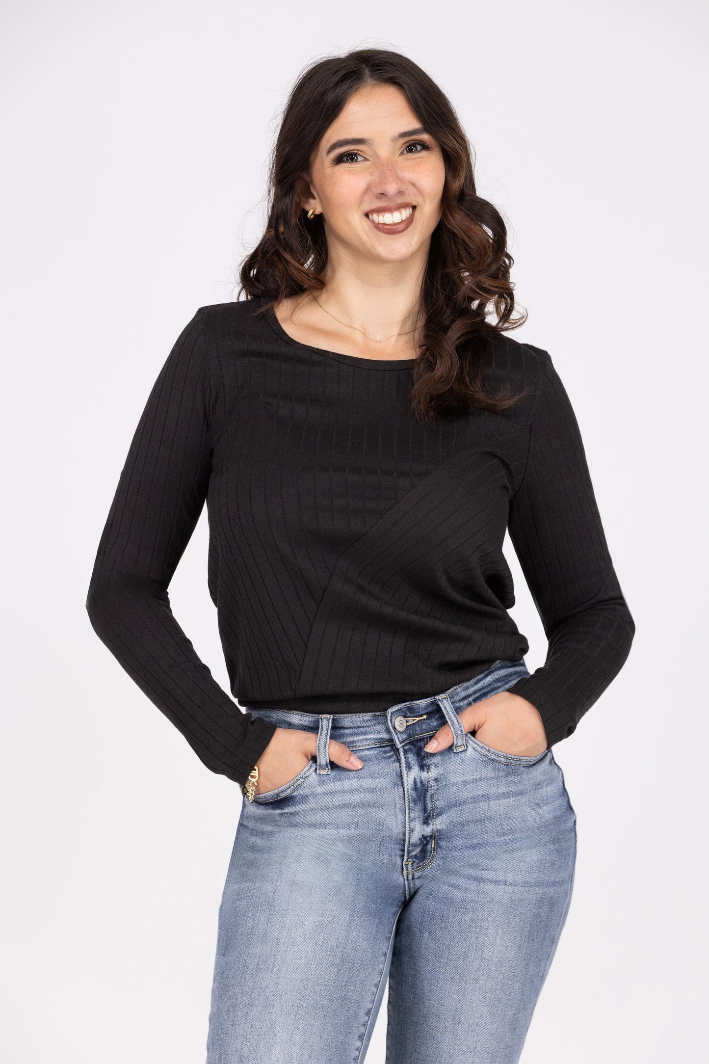 Two Of Us Women's Textured Long Sleeve Top