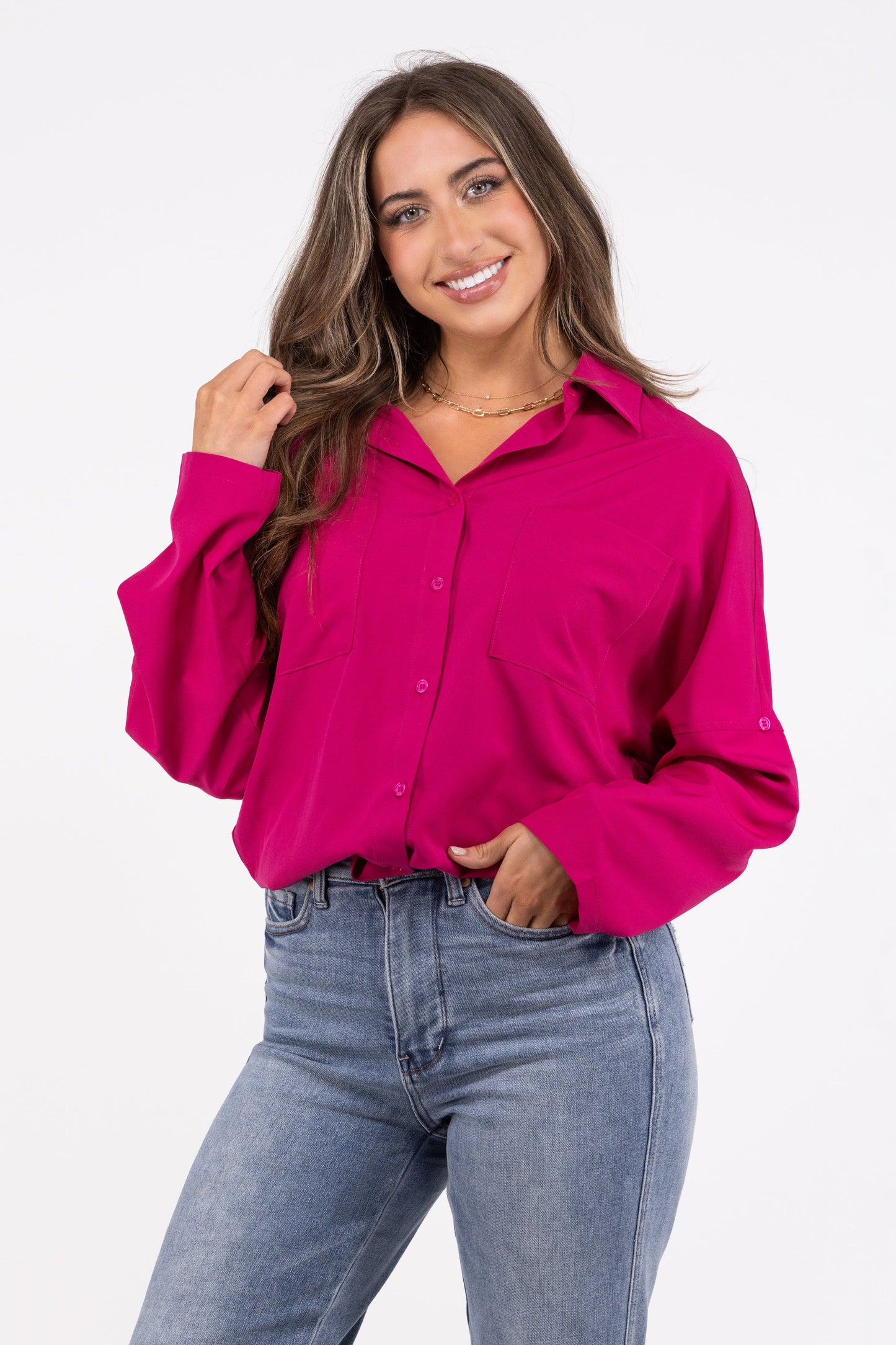 Putting In Work Women's Button Up Long Sleeve Top