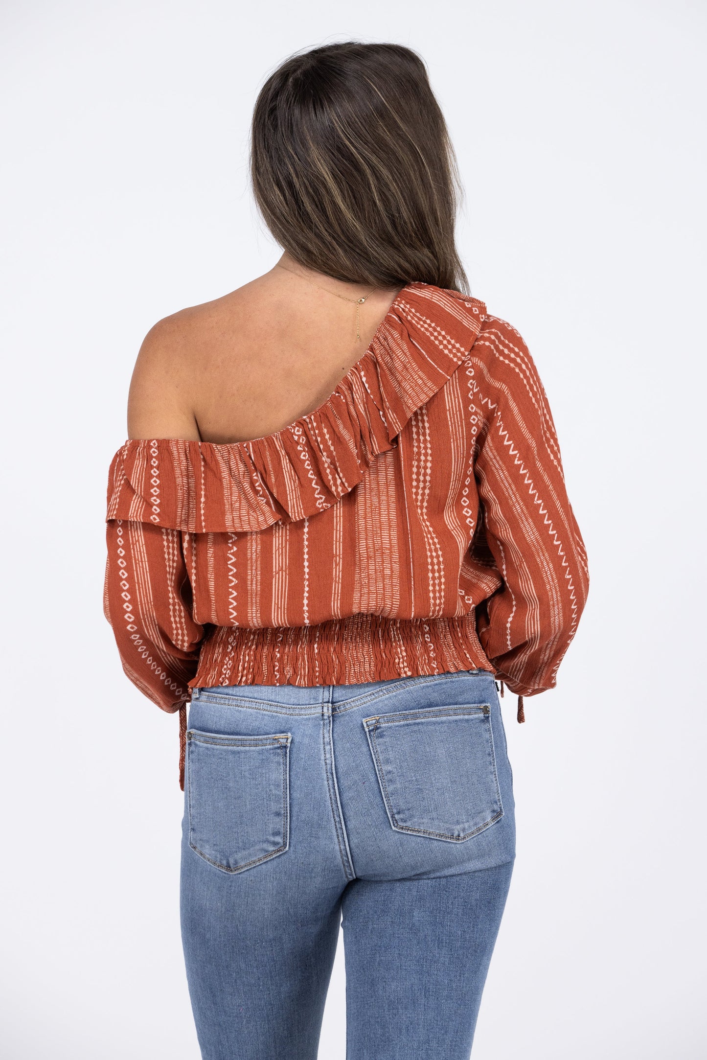 Sundance Women's Ruffle One Shoulder Long Sleeve Top