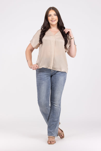 Stop And Stare Women's Pleated Short Sleeve Top