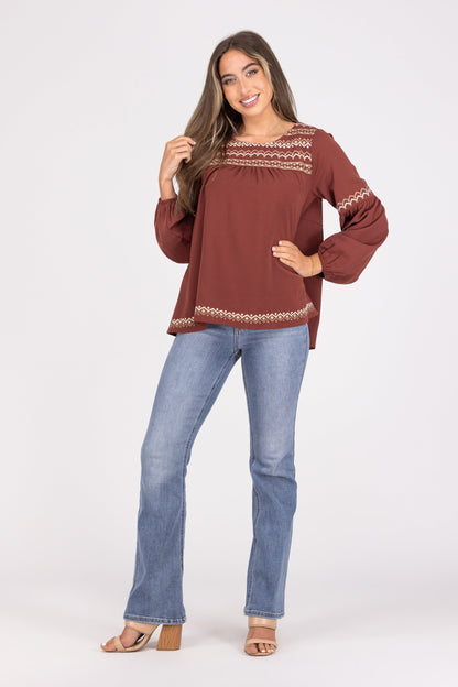 Busy Now Women's Flared Long Sleeve Top