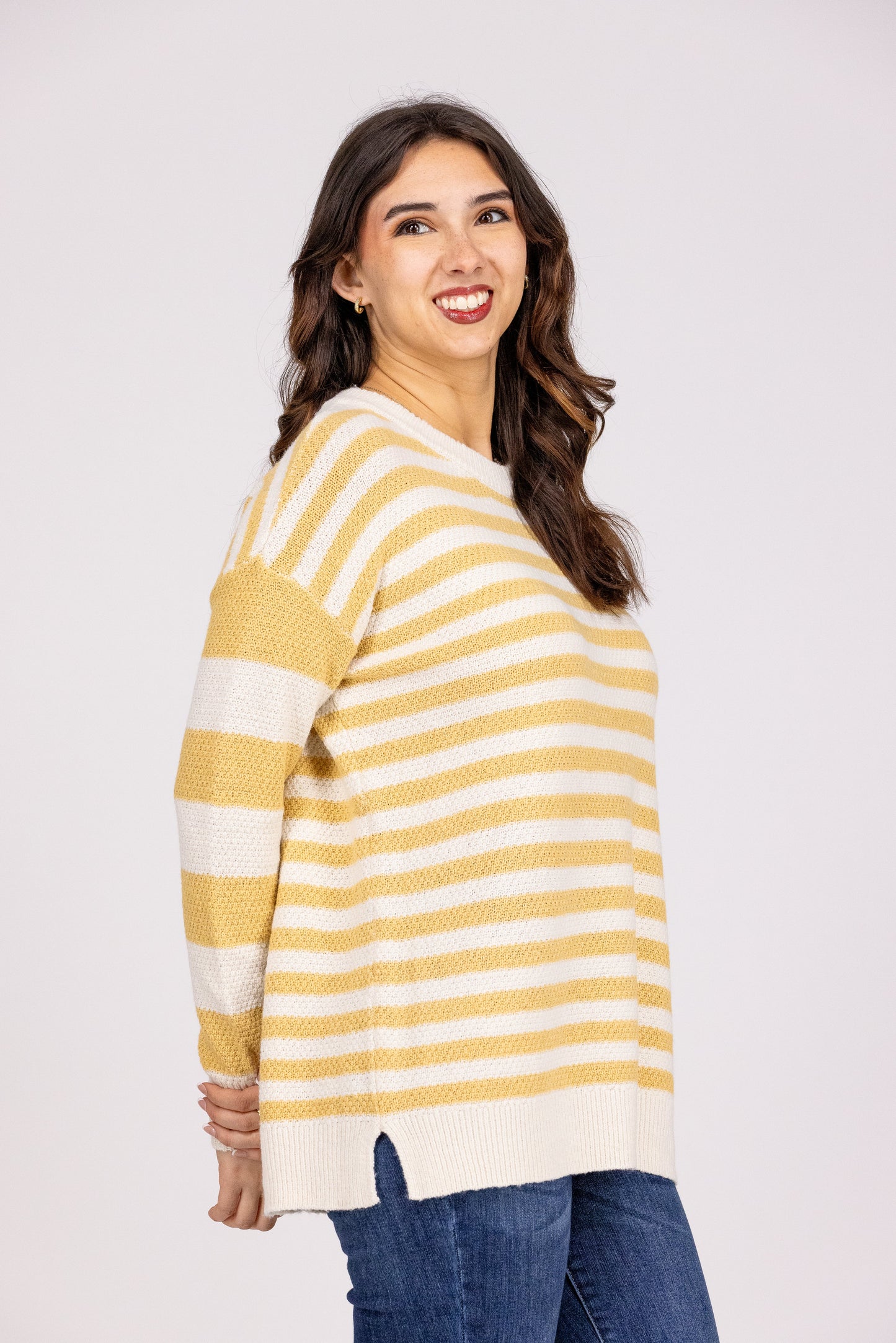 Nuzzles and Cuddles Women's Soft Striped Crew Neck Sweater