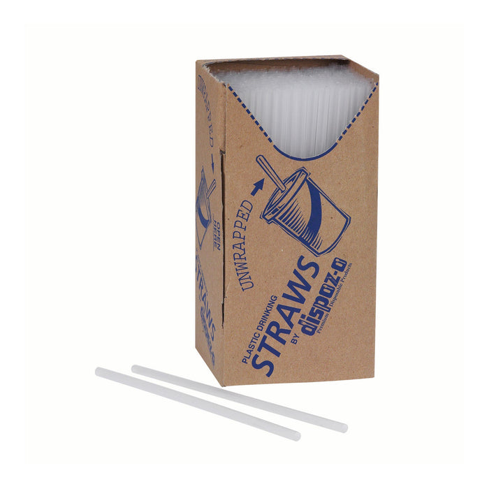 box of clear plastic straws