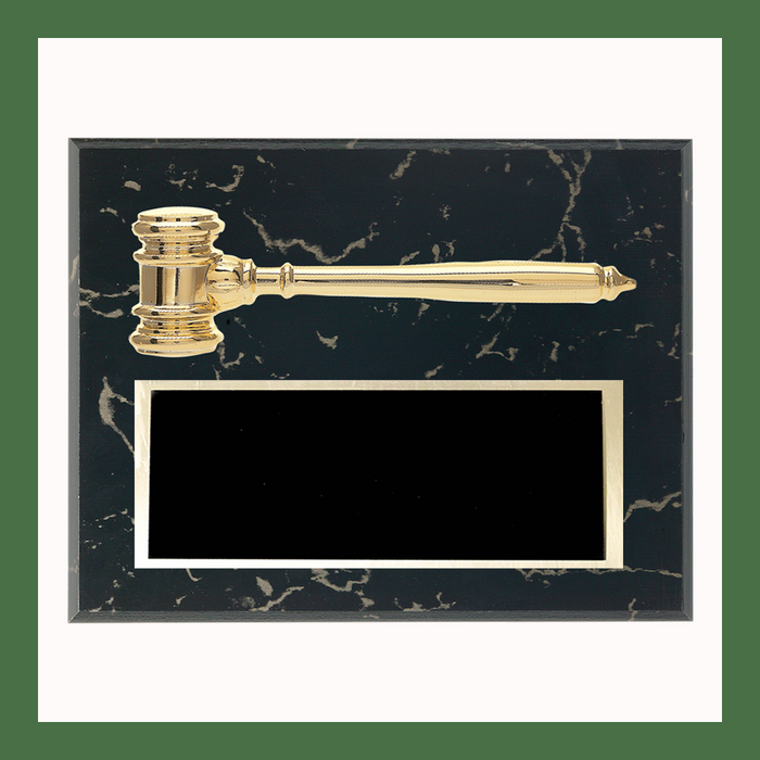 8" x 10" Golden Gavel Black Marble Finish Plaques
