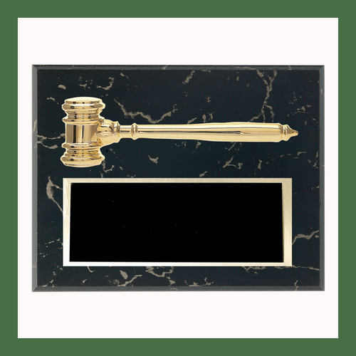 8" x 10" Golden Gavel Black Marble Finish Plaques