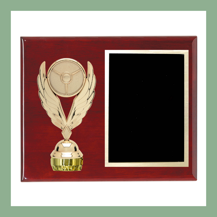 8" x 10" Rosewood Piano Finish Plaque With Sport Figurines