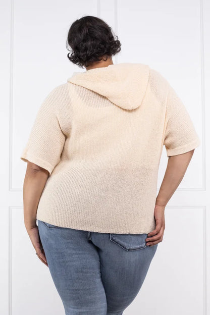 Driftwood Daydreams Women's Hooded Short Sleeve Sweater