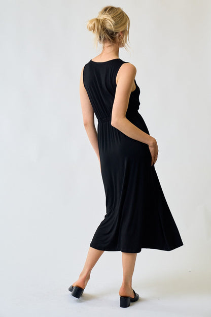 Black Button Down Midi Dress