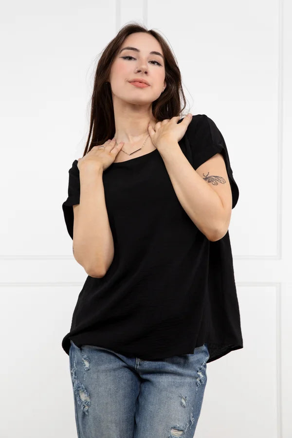 Cool Comfort Women's Versatile Cuffed Short Sleeves Top