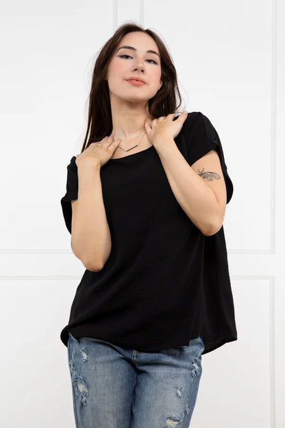 Cool Comfort Women's Versatile Cuffed Short Sleeves Top