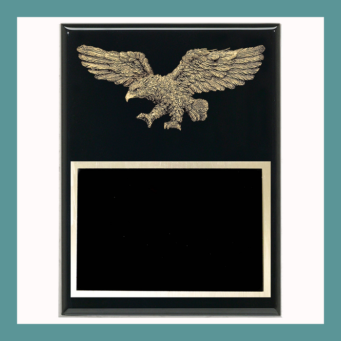 9" x 12" Resin Eagle Black Piano Finish Plaque