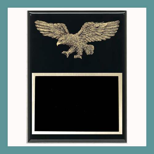 9" x 12" Resin Eagle Black Piano Finish Plaque