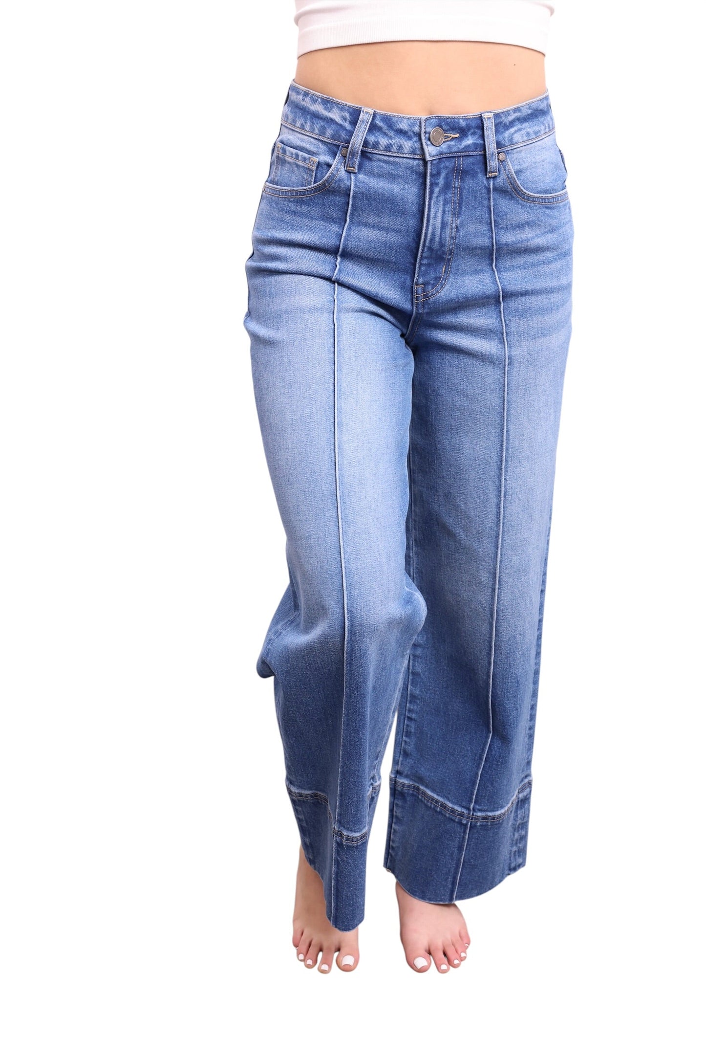 The Tonya High-Rise Tummy Control Wide Hem Wide Leg Jeans