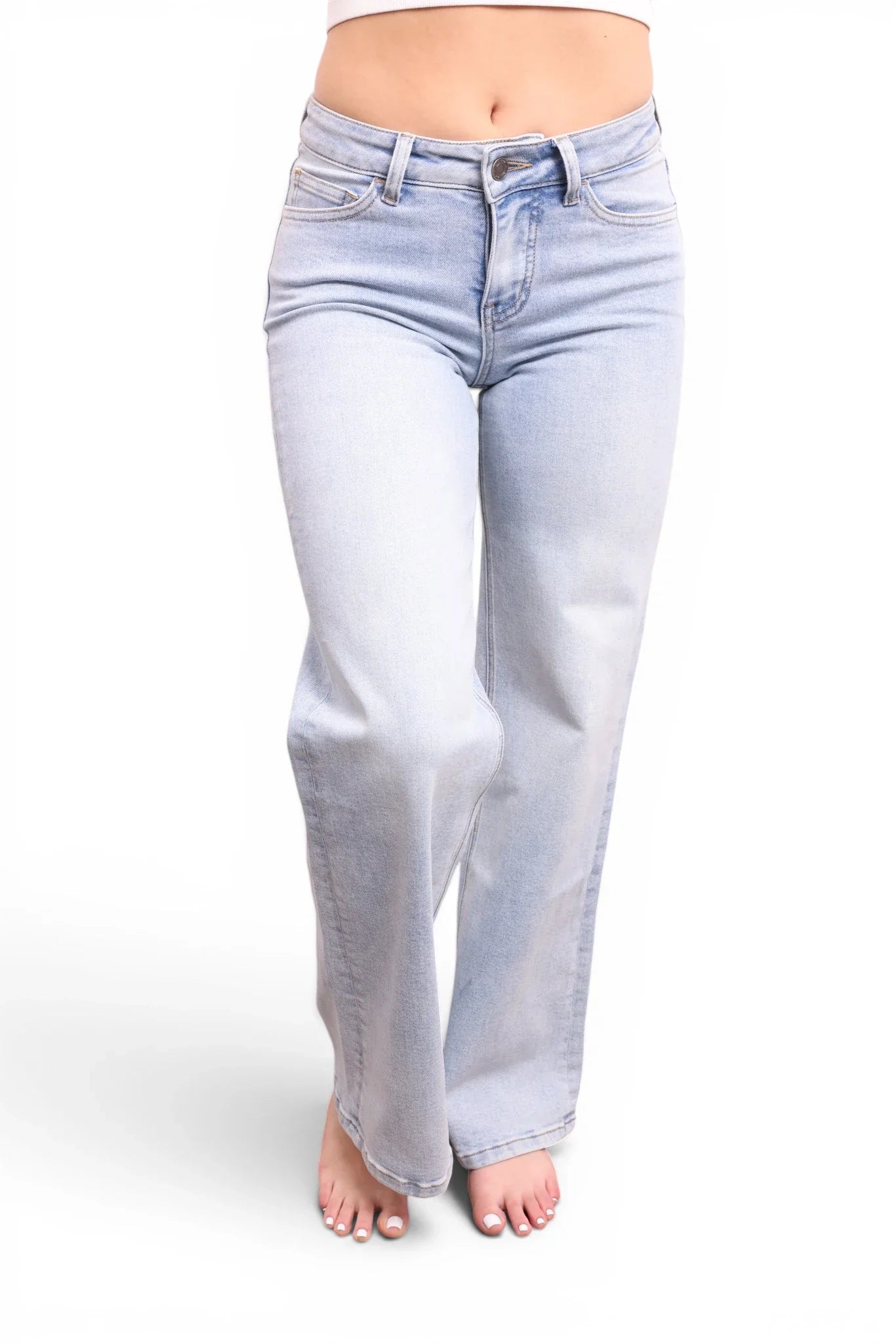 The June Mid-Rise Tummy Control Retro Wide Leg Jeans