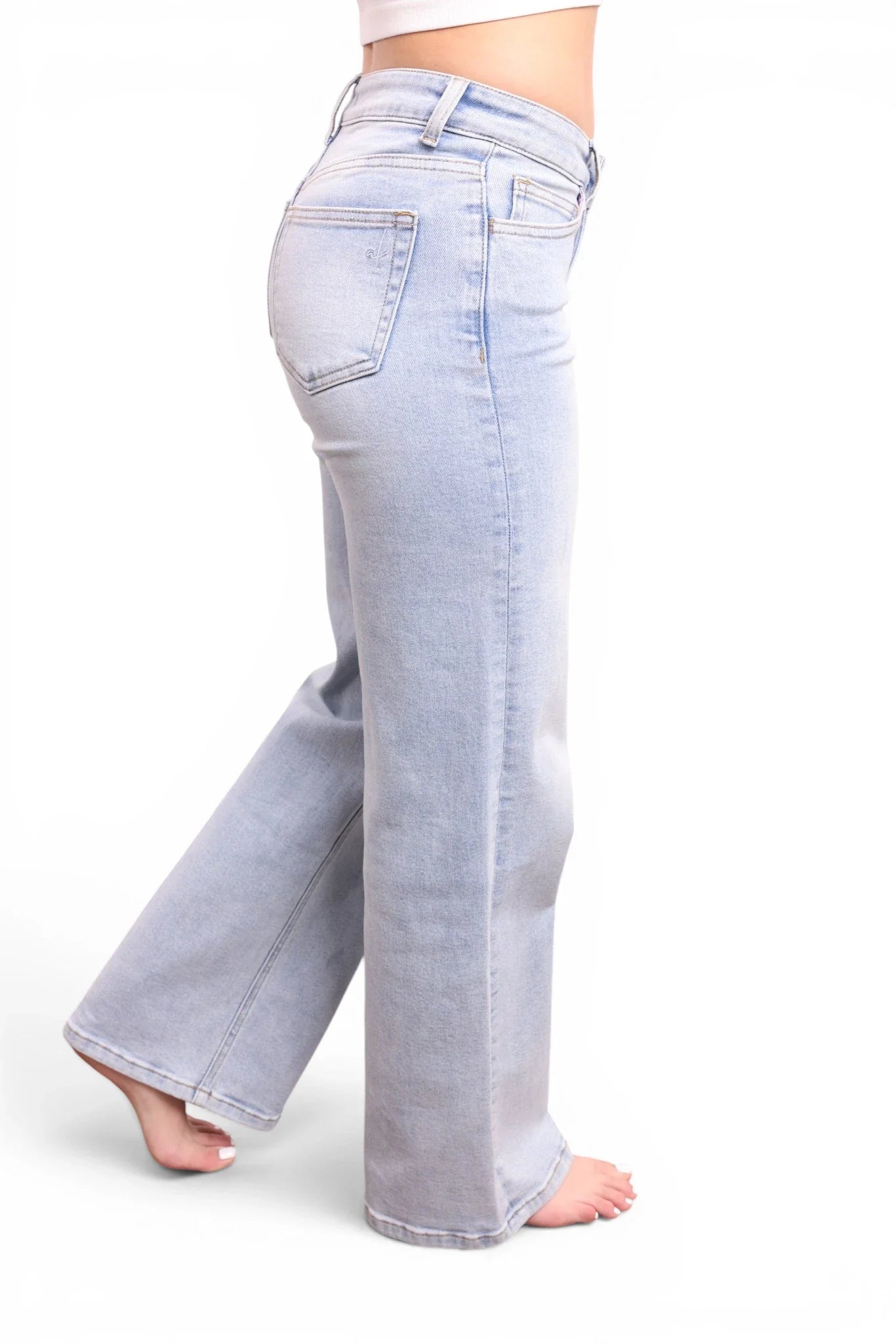 The June Mid-Rise Tummy Control Retro Wide Leg Jeans