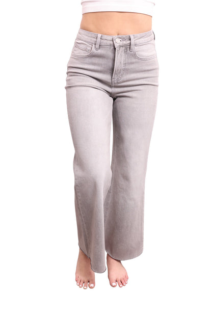 The Romy High-Rise Tummy Control Wide Leg Jeans - Three inseams (Stone Gray)