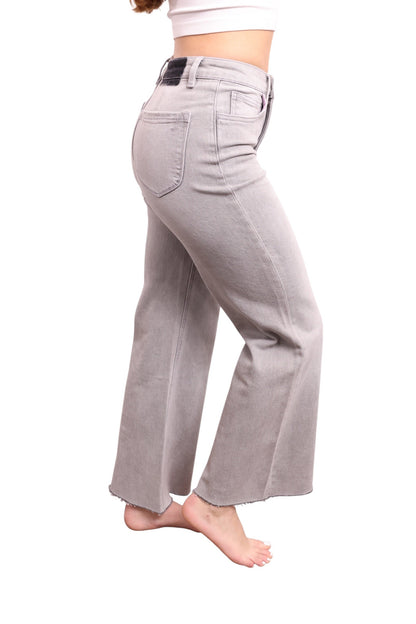 The Romy High-Rise Tummy Control Wide Leg Jeans - Three inseams (Stone Gray)