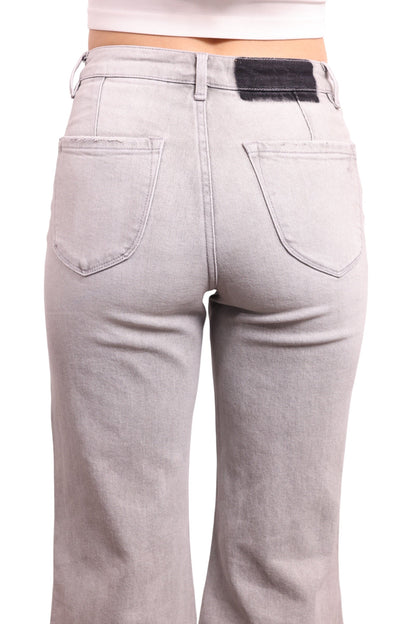 The Romy High-Rise Tummy Control Wide Leg Jeans - Three inseams (Stone Gray)