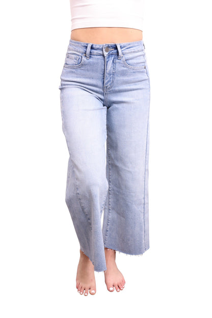 The Kayla High-Rise Tummy Control Cropped Wide Leg Jeans