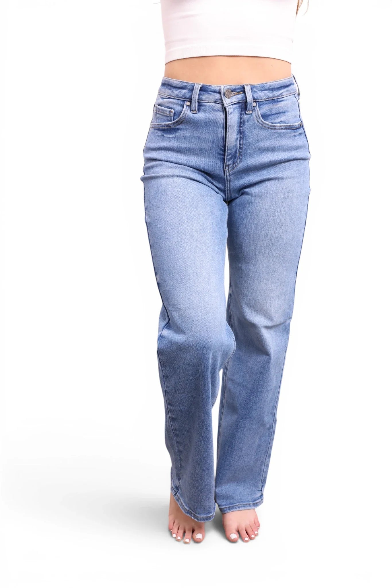 The Vinny High-Rise Tummy Control Vintage Light Blue Wide Leg Jeans