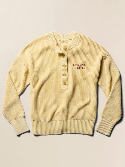 Arizona State University Sunwashed Cotton Fisherman Henley - Lemon Sorbet